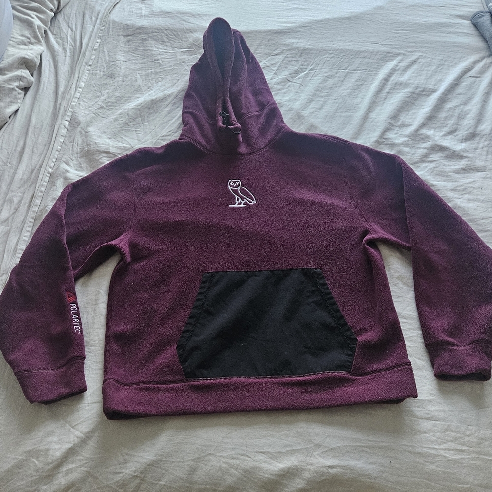 October’s Very Own OVO X Polartec MicroFleece Hoodie Red Burgundy Sherpa Large - Picture 4 of 11